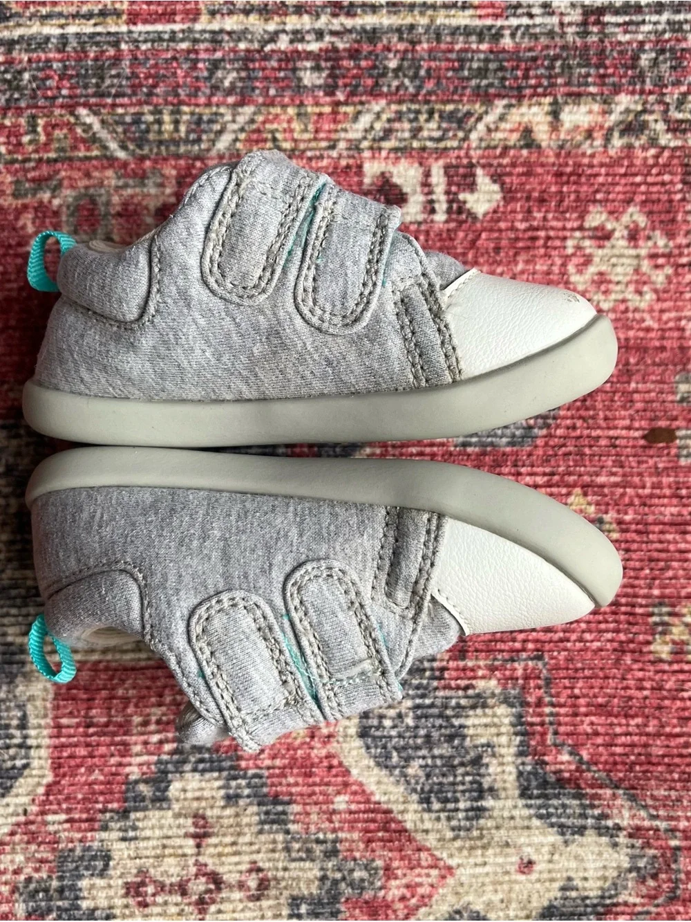 Ten Little Canvas Sneakers with Velcro Straps in Light Gray